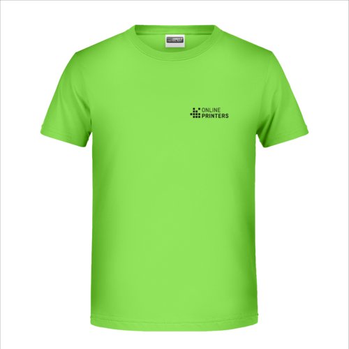 Apfelgrnes Baumwoll-T-Shirt mit kurzen rmeln und Rundhalsausschnitt.