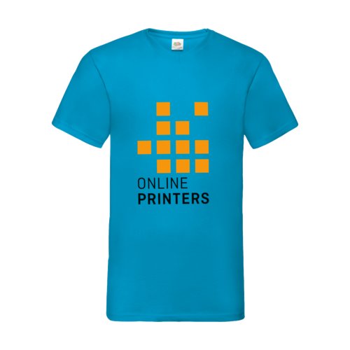 Azurblaues Baumwoll-T-Shirt mit V-Ausschnitt fr Herren.