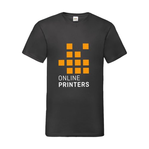 Schwarzes Baumwoll-T-Shirt mit V-Ausschnitt fr Herren.