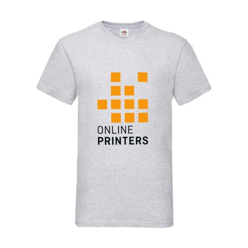 Grau meliertes Baumwoll-T-Shirt mit V-Ausschnitt fr Herren.