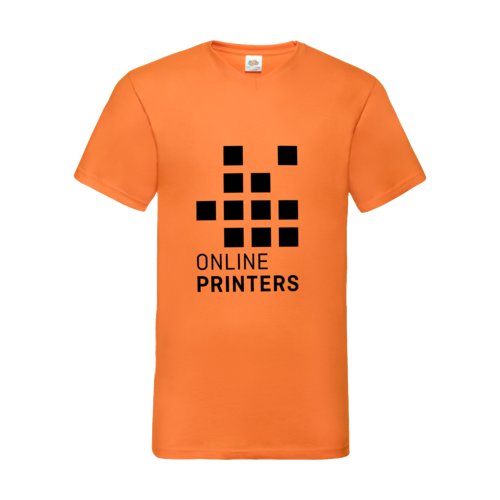 Oranges Baumwoll-T-Shirt mit V-Ausschnitt fr Herren.
