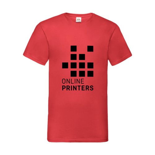 Rotes Baumwoll-T-Shirt mit V-Ausschnitt fr Herren.