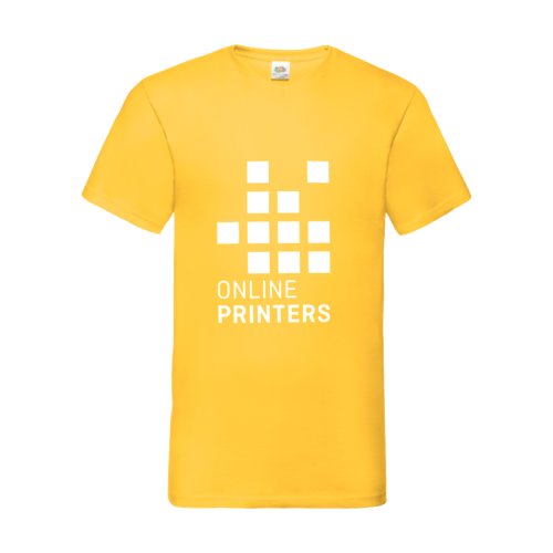 Gelbes Baumwoll-T-Shirt mit V-Ausschnitt fr Herren.