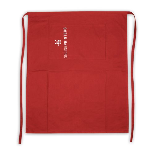Rote Baumwollschrze mit Nackenband und langen Bindebndern.