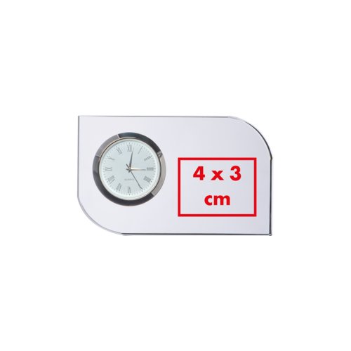 Transparenter Glasblock mit integrierter Uhr.
