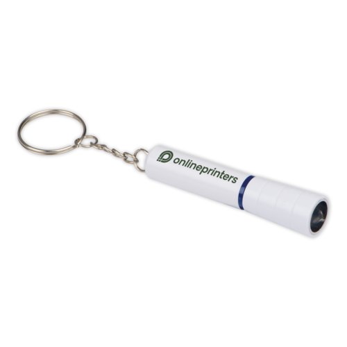 Weier Schlsselanhnger mit LED-Licht und Metallring.
