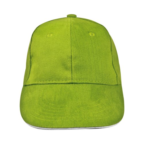 Apfelgrne 6-Panel-Baseballkappe aus Stoff.