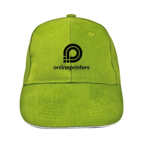 Apfelgr�ne 6-Panel-Baseballkappe aus Stoff.