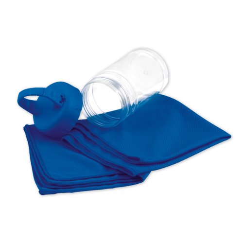 Blaues Sporthandtuch aus Mikrofaser.