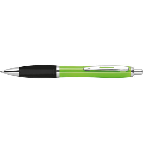 Apfelgrner ABS-Kugelschreiber mit Clip und Druckknopf.