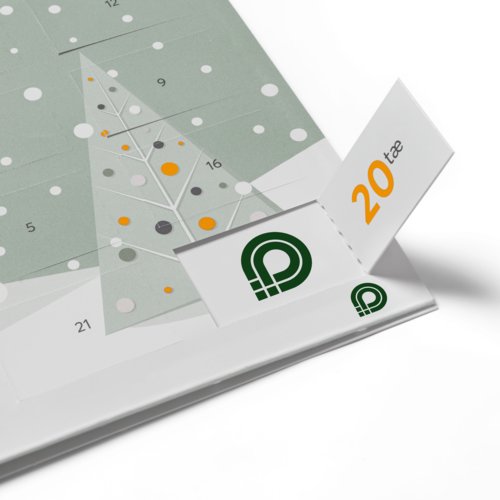 Papier-Adventskalender zum Aufklappen mit kleinen T�rchen.