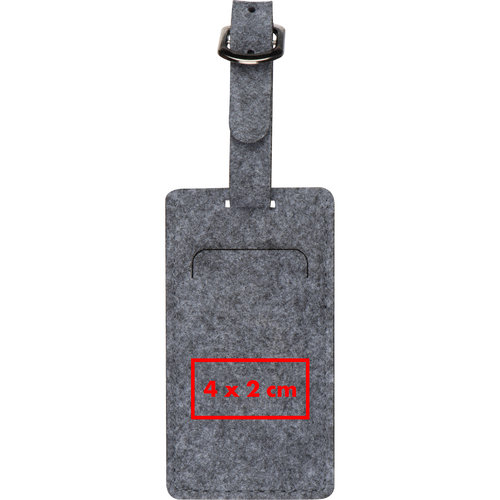 Grauer Filz-Kofferanhnger mit Metallschnalle und Einschubfach.