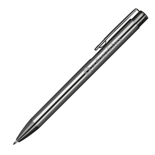 Metall-Kugelschreiber mit Clip und Druckmechanismus.