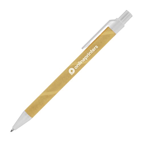 Farbig bemalter Papp-Kugelschreiber mit Clip.