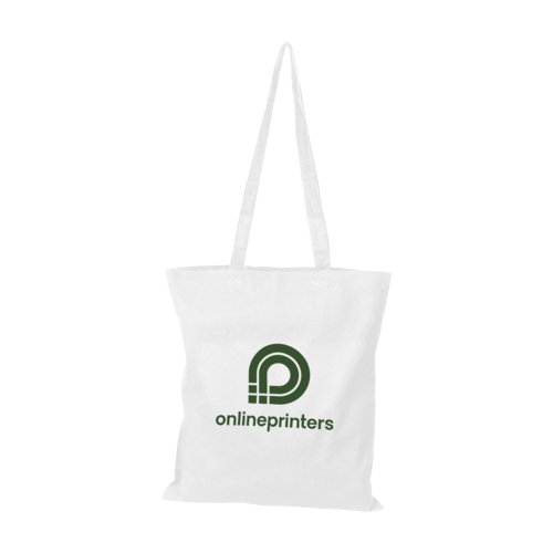 Weisse Baumwolltasche mit langen Henkeln.