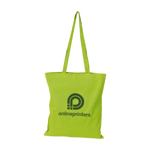 Apfelgrne Baumwolltasche mit langen Henkeln.