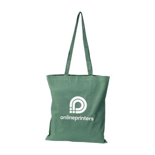 Anthrazitfarbene Baumwolltasche mit Tragegriffen.