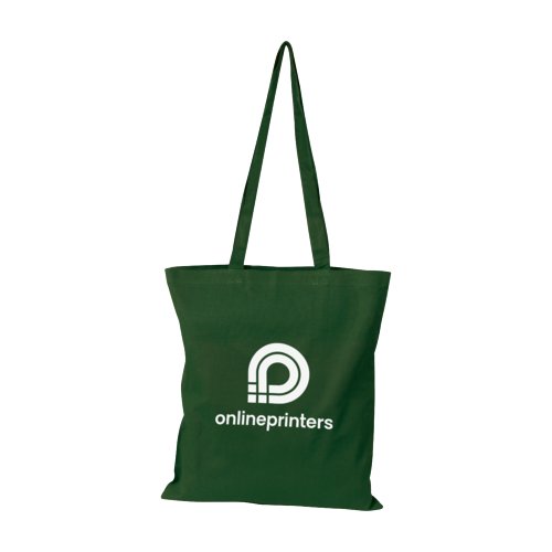 Grne Bio-Baumwolltasche mit langen Henkeln.