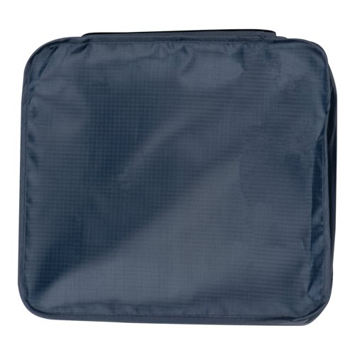 Dunkelblaues Travelset aus Textil, 4-teilig.