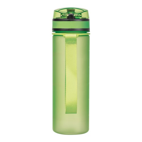 Apfelgrne Tritan-Trinkflasche mit Trageschlaufe.