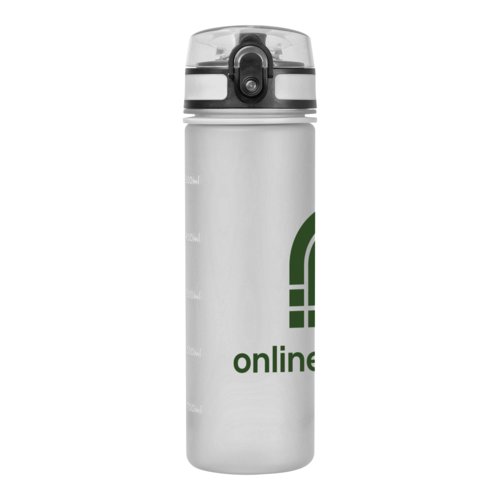 Transparente Tritan-Trinkflasche mit Deckel.