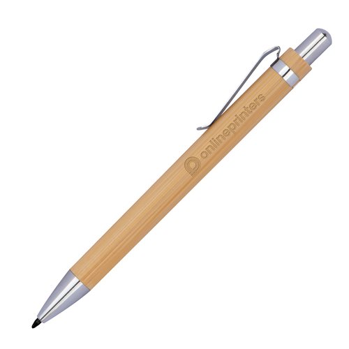 Holzfarbener Stift aus Bambus mit Clip.