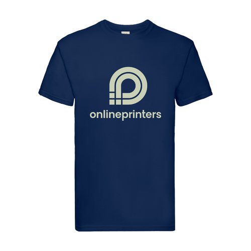 Marineblaues Baumwoll-T-Shirt fr Herren mit kurzen rmeln.