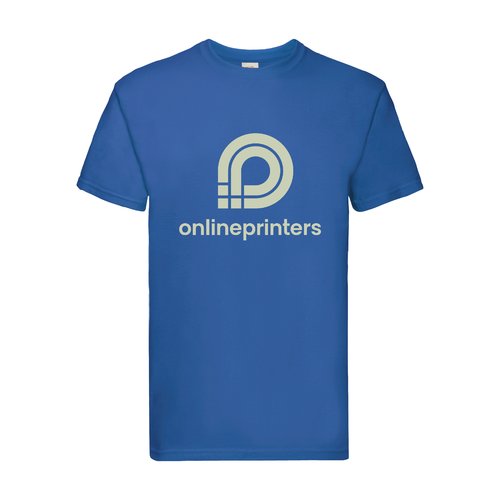 Royalblaues Baumwoll-T-Shirt fr Herren mit kurzen rmeln.