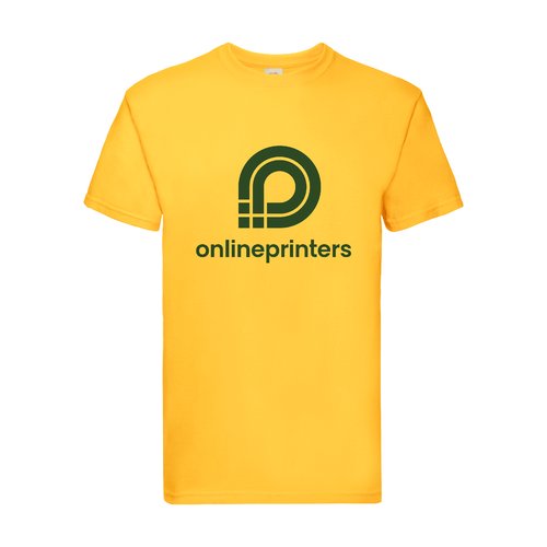 Gelbes Baumwoll-T-Shirt fr Herren mit kurzen rmeln.