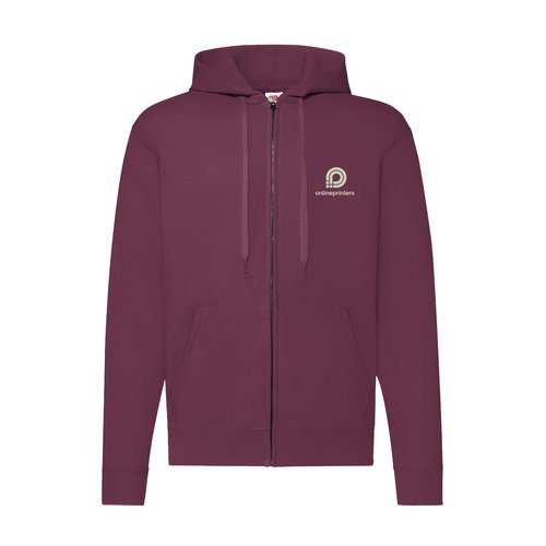 Burgunderfarbene Sweatjacke aus Baumwollmischung mit Kapuze und Reiverschluss fr Herren.