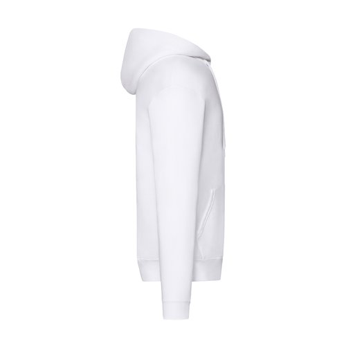 Weisse Baumwollmischung Kapuzenjacke fr Herren mit durchgehendem Reiverschluss und Taschen.