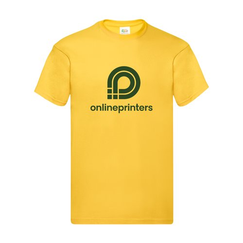 Gelbes Baumwoll-T-Shirt fr Herren mit kurzen rmeln.