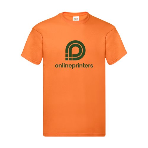 Oranges Baumwoll-T-Shirt fr Herren mit kurzen rmeln und Rundhalsausschnitt.