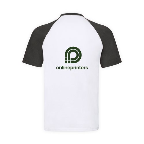 Weies Baumwoll-T-Shirt mit schwarzen Raglanrmeln fr Herren.