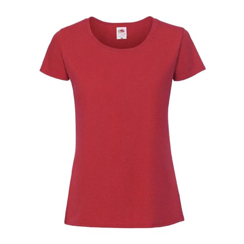 Rotes Baumwoll-T-Shirt fr Damen mit kurzen rmeln.