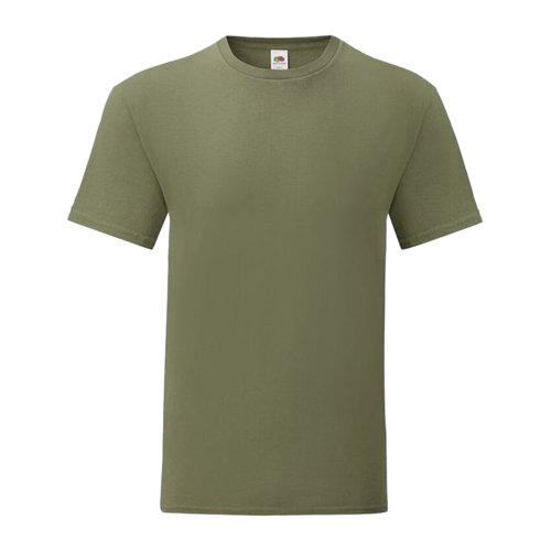 Olivgrnes Baumwoll-T-Shirt mit kurzen rmeln und Rundhalsausschnitt.
