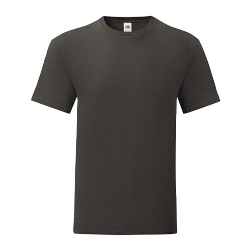 Dunkelgraues Baumwoll-T-Shirt mit kurzen rmeln und Rundhalsausschnitt.