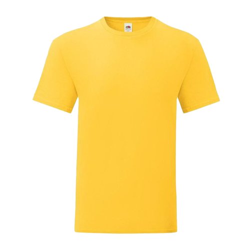 Gelbes Baumwoll-T-Shirt fr Herren mit kurzen rmeln.