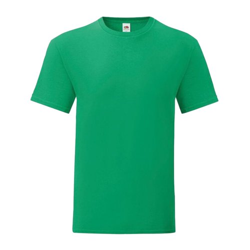 Grnes Baumwoll-T-Shirt mit kurzen rmeln und Rundhalsausschnitt.