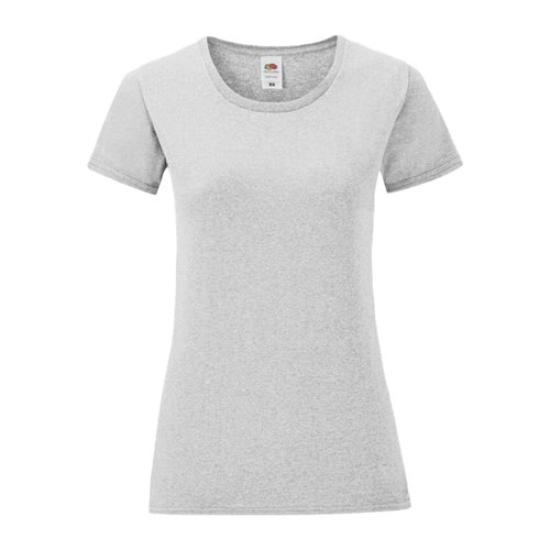 Hellgraues Baumwoll-T-Shirt fr Damen mit kurzen rmeln.