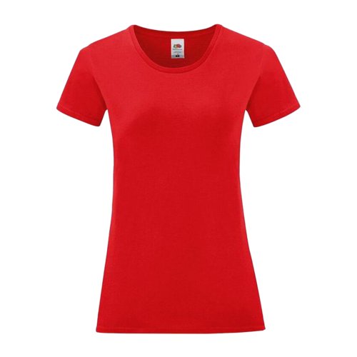 Rotes Damen T-Shirt aus Baumwolle mit kurzen rmeln.