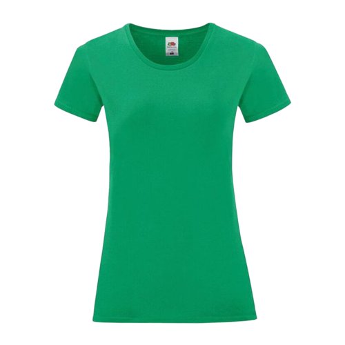 Grnes Baumwoll-T-Shirt fr Damen mit Rundhalsausschnitt und kurzen rmeln.