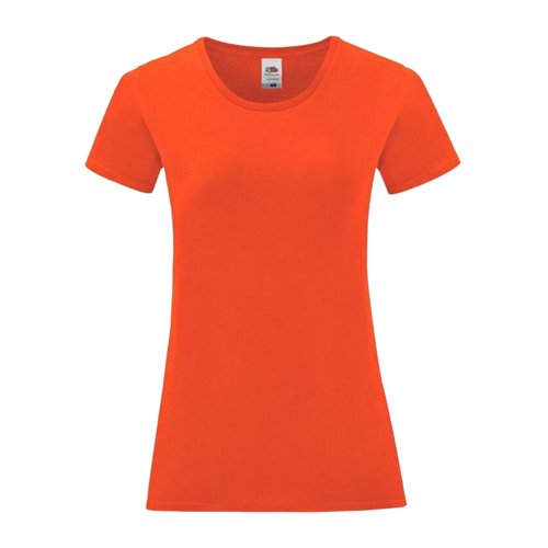 Oranges Damen T-Shirt aus Baumwolle mit kurzen rmeln.