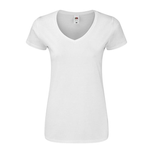 Weies Baumwoll-T-Shirt mit V-Ausschnitt fr Damen.