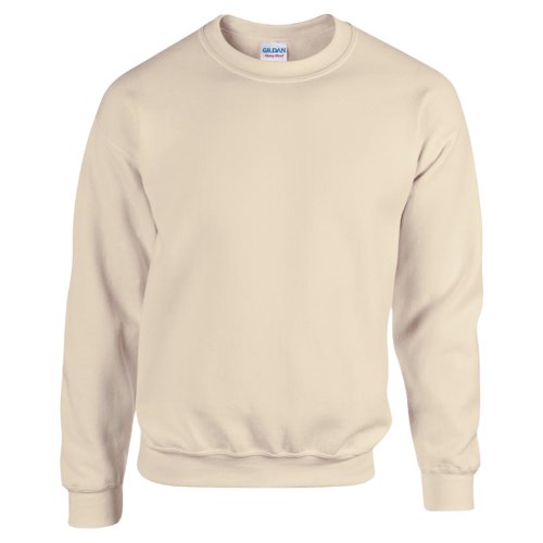 Sandfarbenes Herren-Sweatshirt aus Baumwollmischgewebe mit Rundhalsausschnitt.