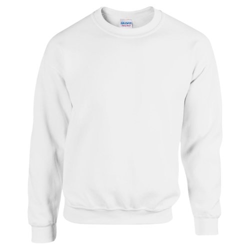 Weies Baumwoll-Polyester-Sweatshirt fr Herren mit Rundhalsausschnitt.
