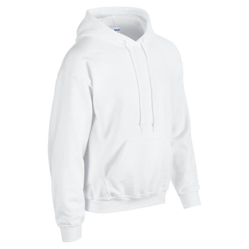 Weier Baumwoll-Polyester-Hoodie fr Herren mit Kapuze und Kngurutasche.
