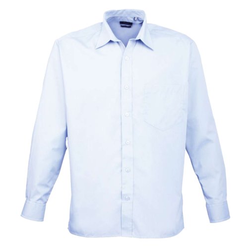 Hellblaues Poplin-Hemd aus Polyester und Baumwolle fr Herren.