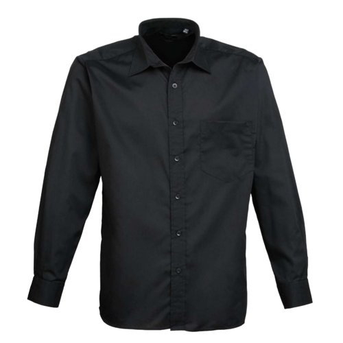 Schwarzes Poplin Hemd aus Polyester und Baumwolle fr Herren.