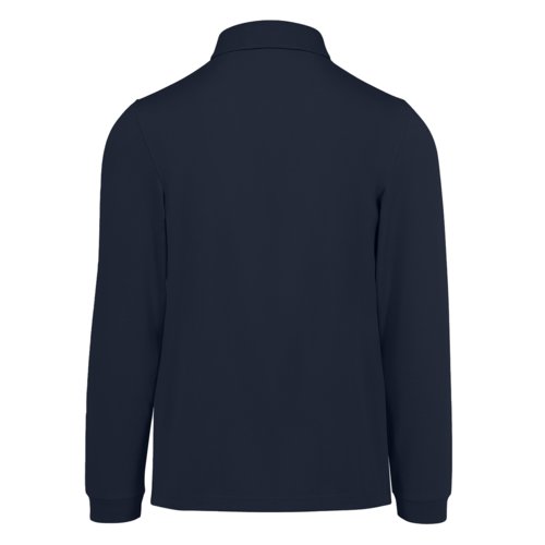 Marineblaues Baumwoll-Poloshirt mit langen rmeln fr Herren.